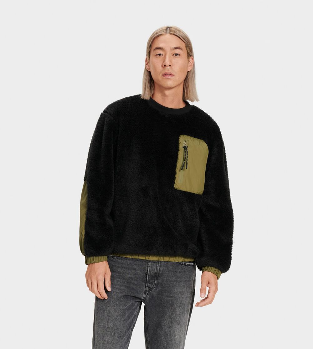 Ugg Pullover Canada - Ugg Men's Niko Sherpa Crewneck Black / Olive